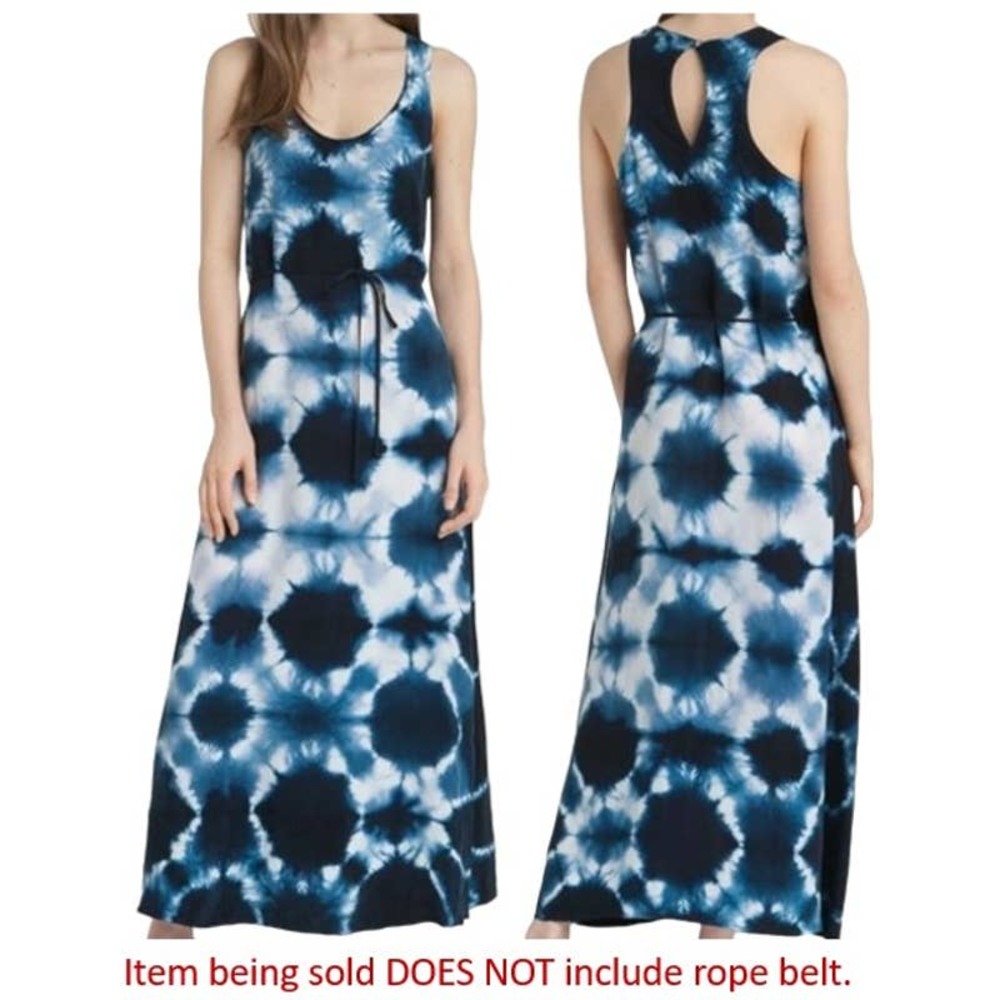 C & C CALIFORNIA Indigo Blue Tie Dye Maxi Tank Dress‎ 83S23Q02 Women's Small